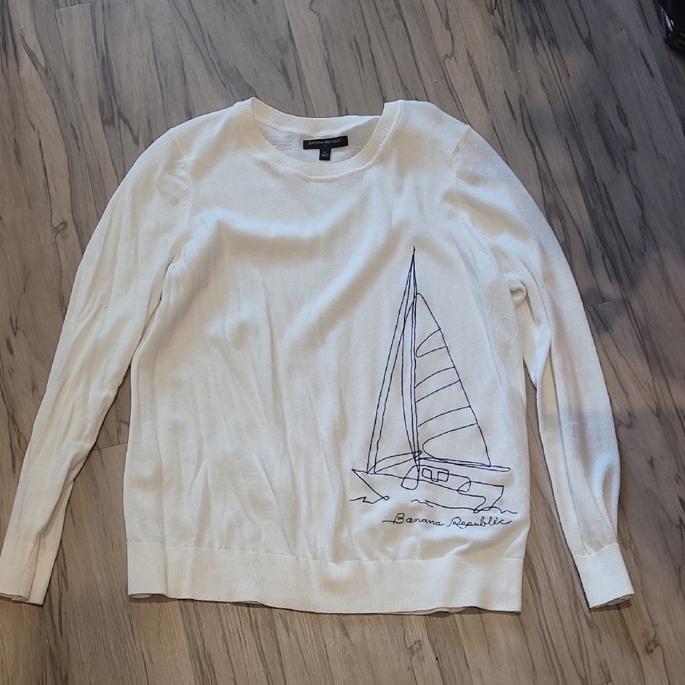 Banana Republic Cream Sweater with Nautical Design